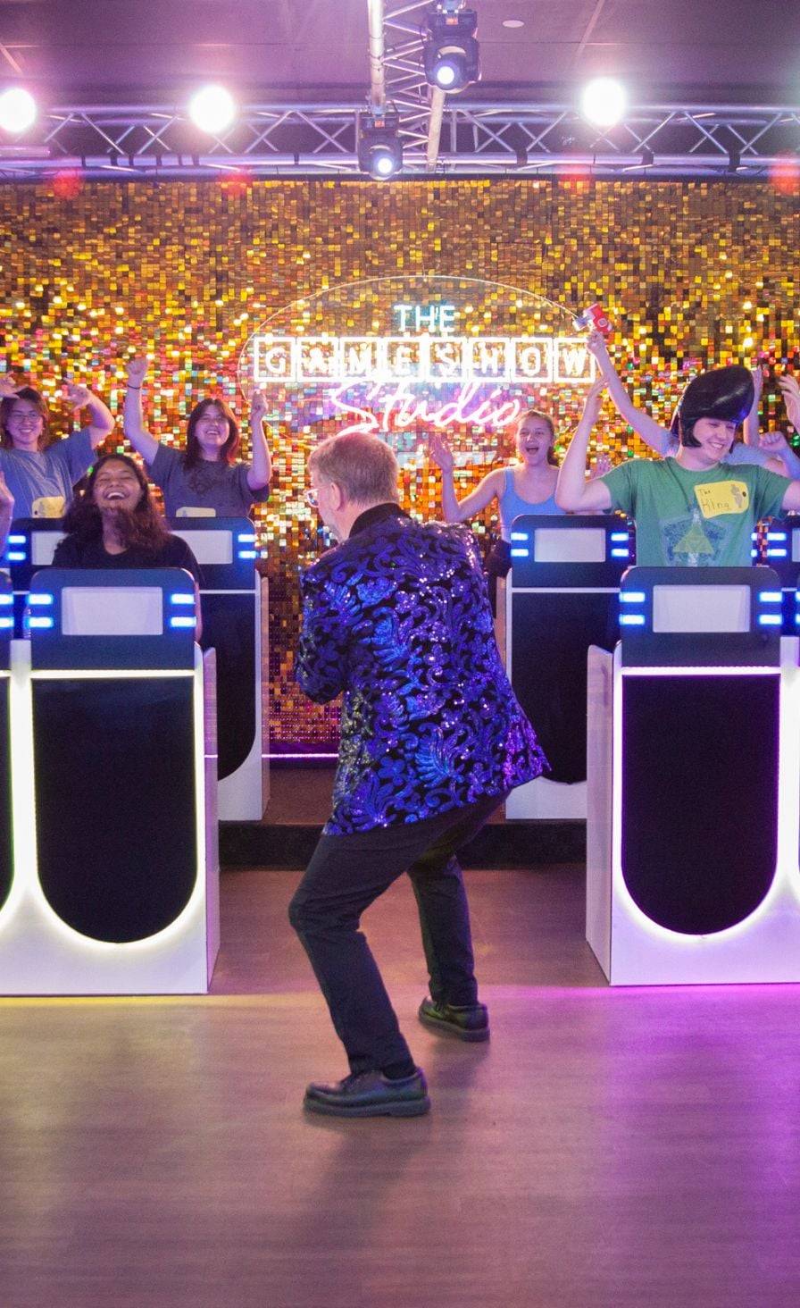 Game Show Studio host and contestants