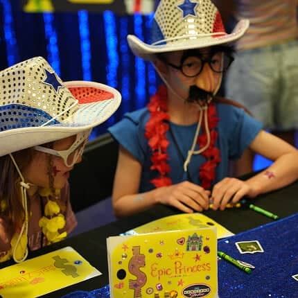 kids wearing masks playing game