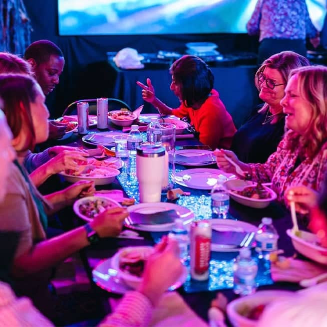 people dining at team building event