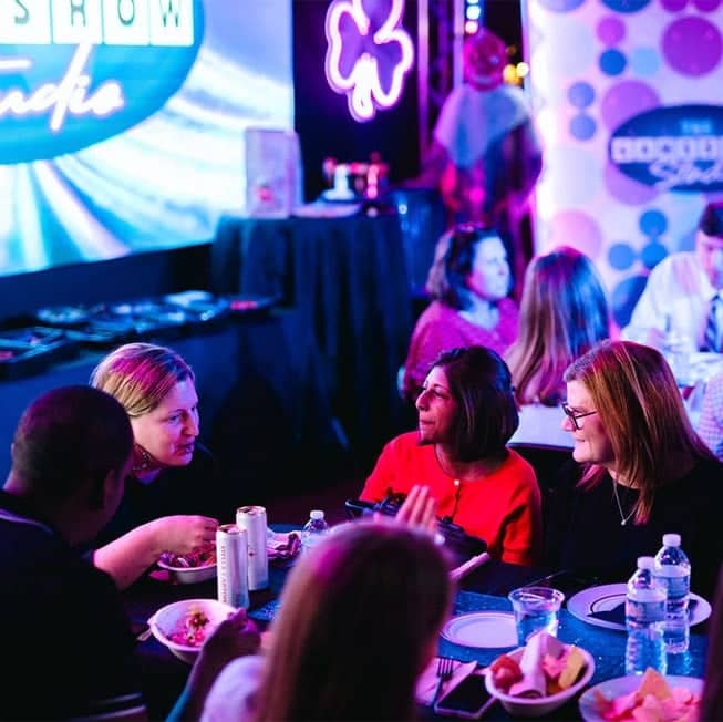 company dining at private game show studio event