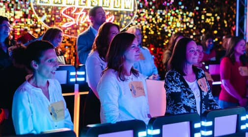 team participating in company outing hosted by Game Show Studio