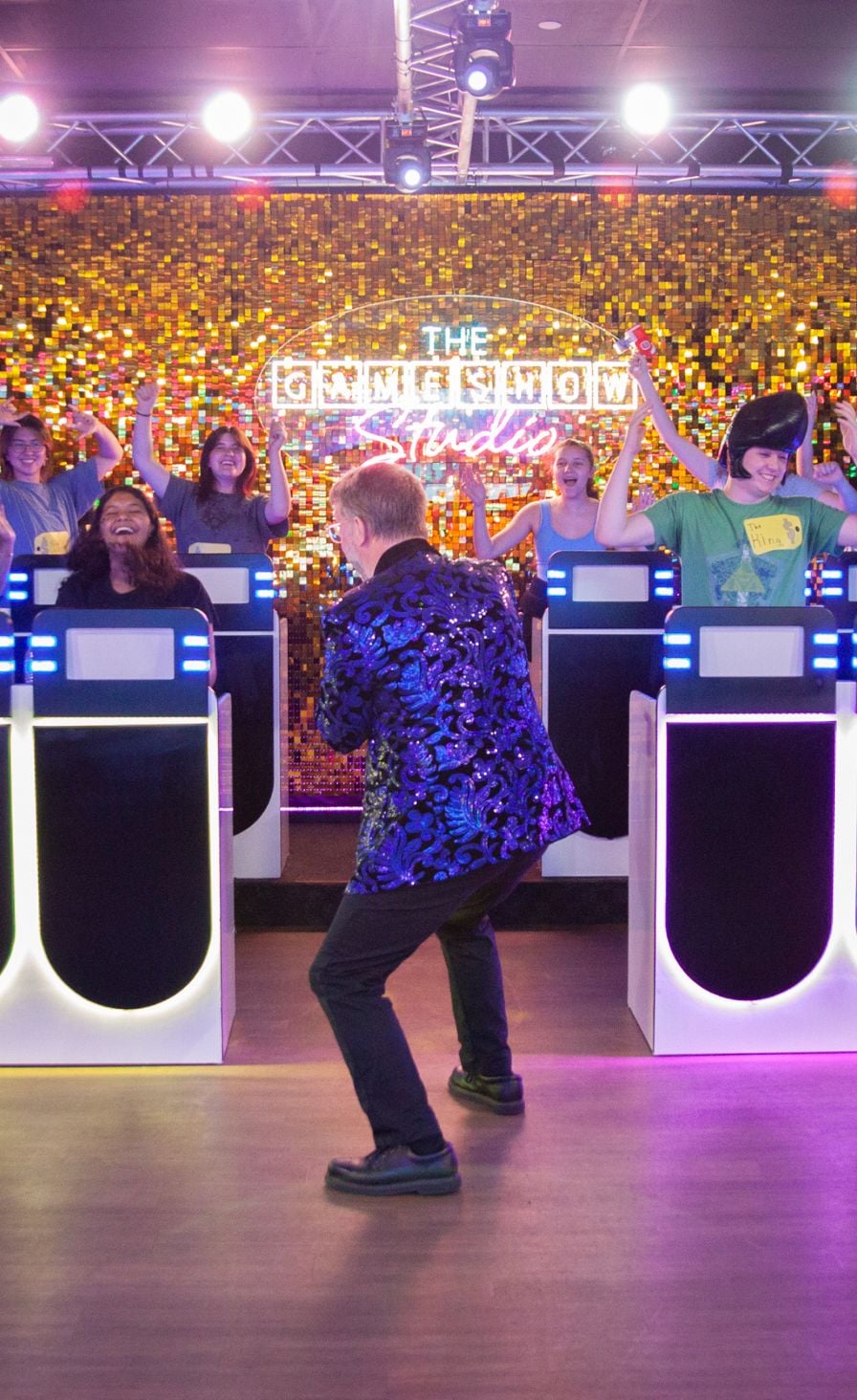 Game Show Studio host and contestants