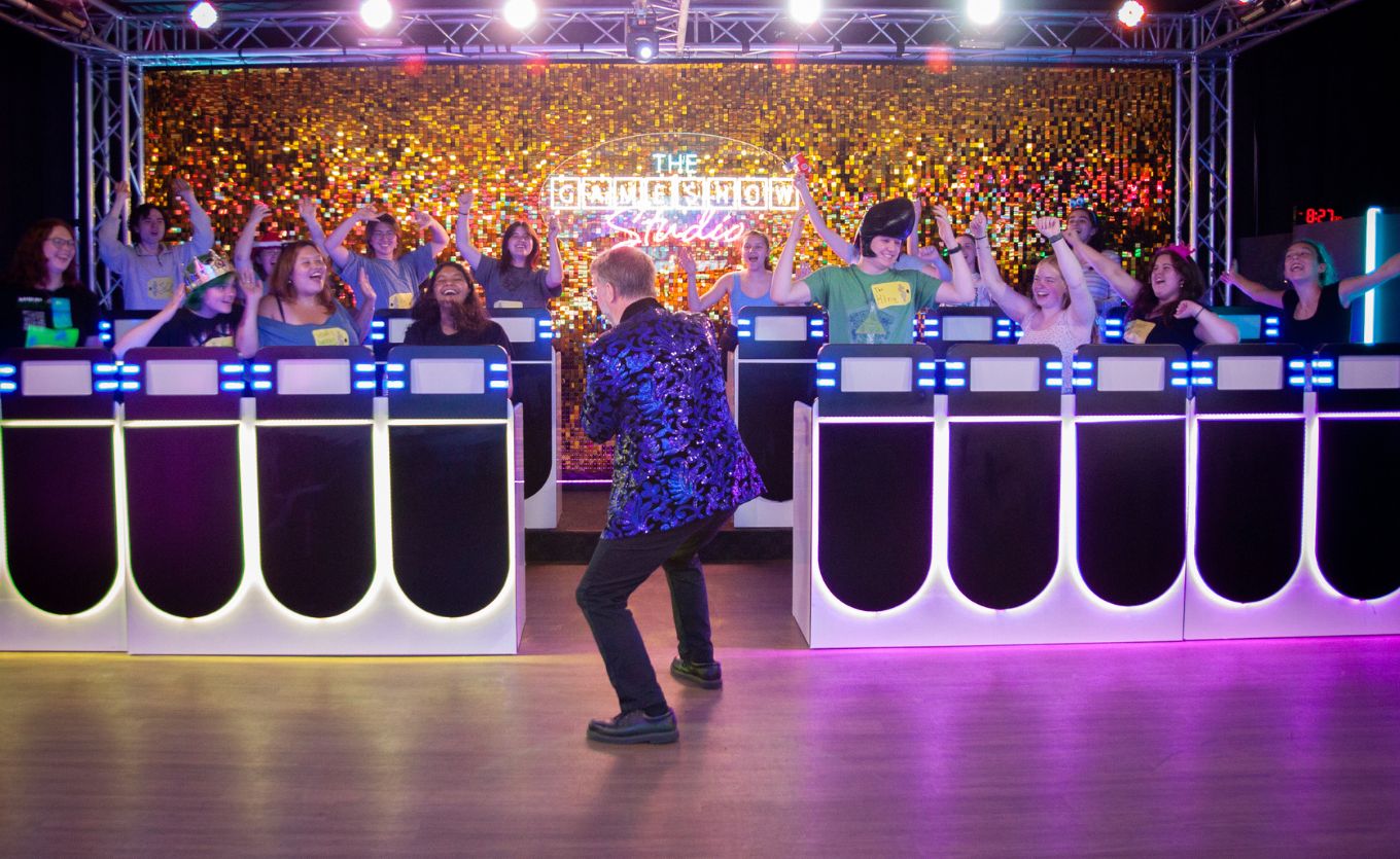 Game Show Studio host and contestants